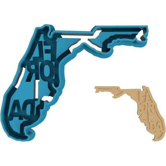 Florida State with Extruding Name Cookie Cutter - The Sunshine State USA Vacation Spring Break (0030) (5 Inch)