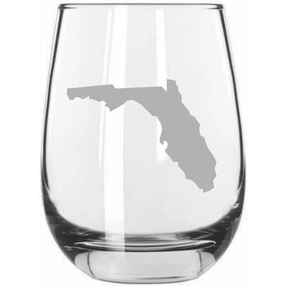 Florida States Etched 15.25oz Libbey Stemless Wine Glass