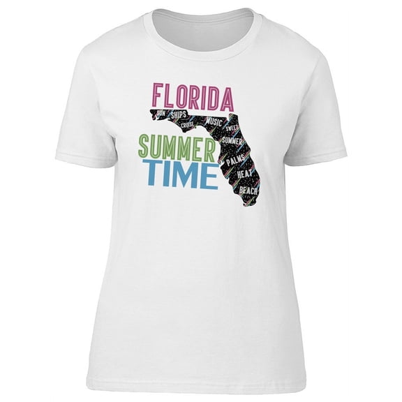 Florida Summer Time Map T-Shirt Women -Image by Shutterstock, Female Medium