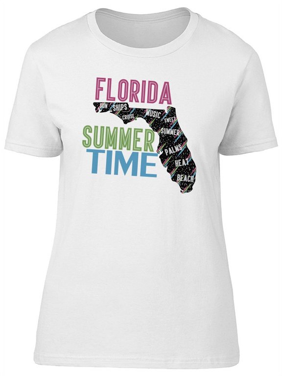 Florida Summer Time Map T-Shirt Women -Image by Shutterstock, Female Medium