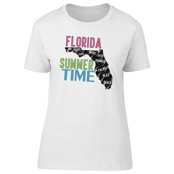 Florida Summer Time Map T-Shirt Women -Image by Shutterstock, Female x-Large