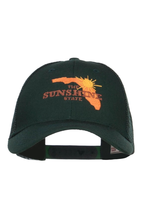 Florida Sunshine State Embroidered Mesh Cap - Dk Green OSFM