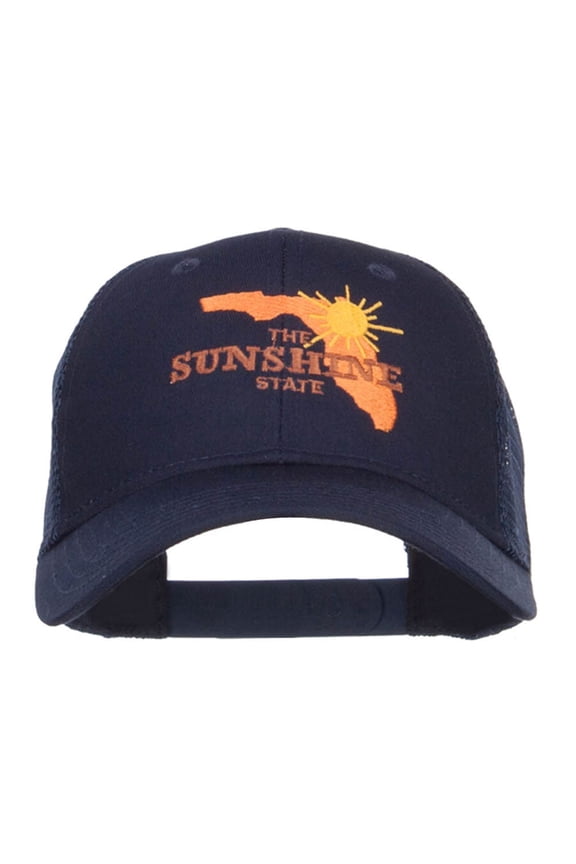 Florida Sunshine State Embroidered Mesh Cap - Navy OSFM