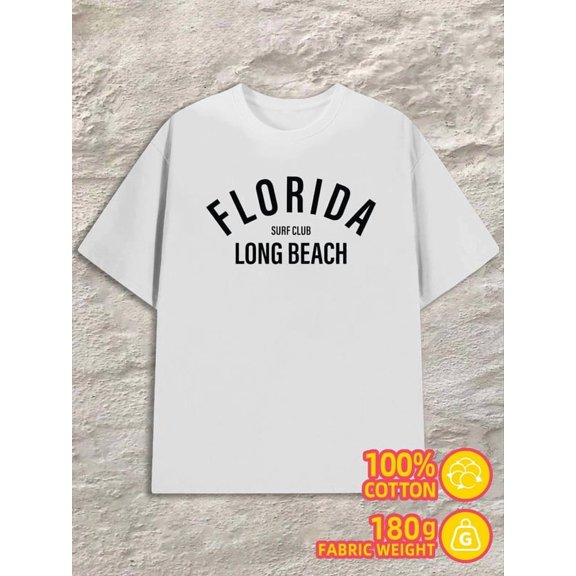 Florida Surf Club for men 180G 100% Cotton white Retro Unisex Shirt Graphic Tee tshirts Classic Unisex Shirt Graphic Tee tshirts Casual Unisex Shirt Printed tshirts