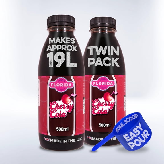 Florida Syrups Flavours Compatible with Sodastream Machines - Soda Drink Flavourings 500 ml (Pack of 2) (500 ml (Pack of 2), Cherry Cola)