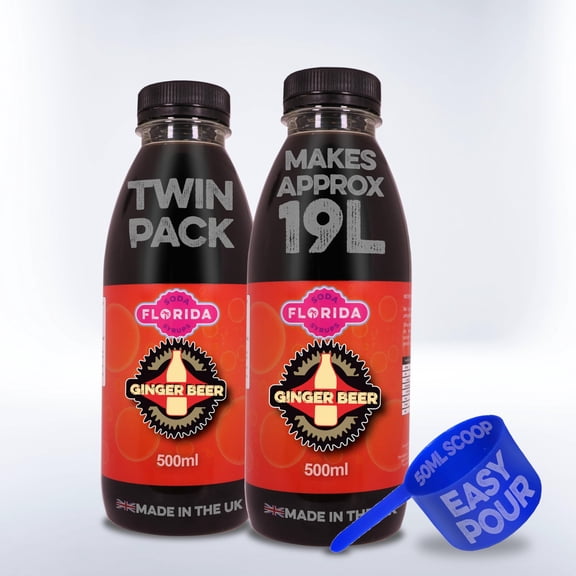 Florida Syrups Flavours Compatible with Sodastream Machines - Soda Drink Flavourings 500 ml (Pack of 2) (500 ml (Pack of 2), Ginger Beer)