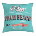 thumbnail image 1 of Florida Throw Pillow Cushion Cover, Vintage Typographic I Love Palm Beach Lettering and Biplane Retro Advertisement, Decorative Square Accent Pillow Case, 16 X 16 Inches, Multicolor, by Ambesonne, 1 of 2