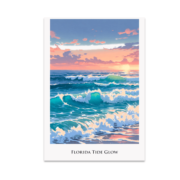 Florida Tide Glow Coastal Seascape Art - Beach House Decor - 13x19 Poster Print