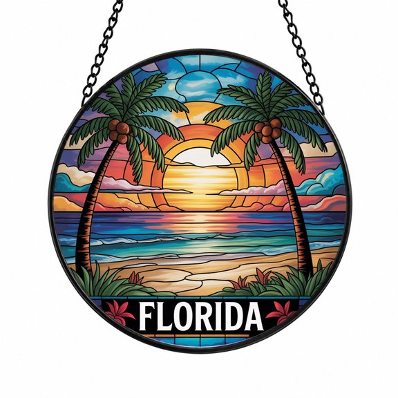 Florida Travel Stained Glass Sun Catchers, Travel Souvenir Window Decor