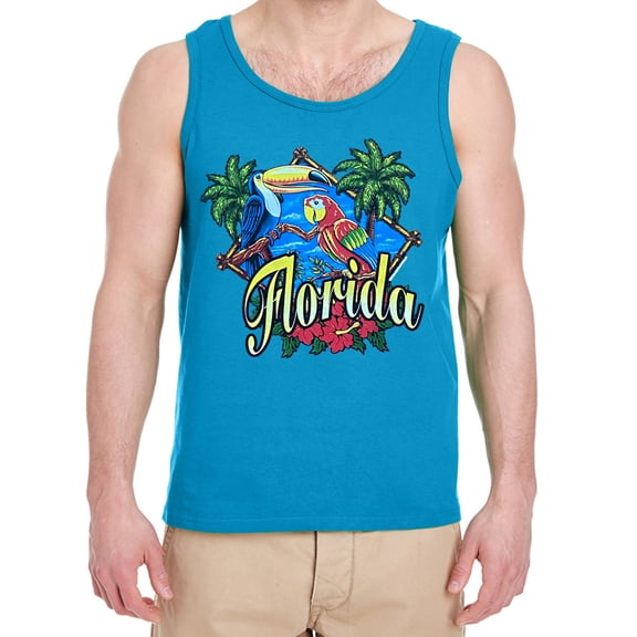 Florida Tropical Bird Supplies Tank Tops Mens Graphic Tees Sleeveless Shirts