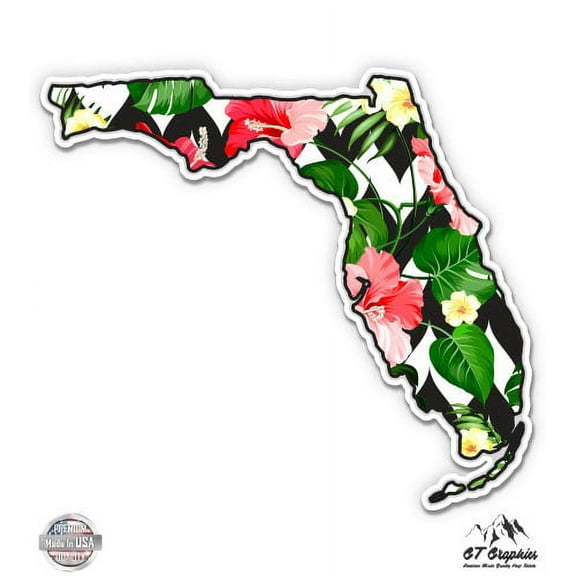 Florida Tropical Pattern Cute - 3" Vinyl Sticker - For Car Laptop I-Pad Phone Helmet Hard Hat - Waterproof Decal