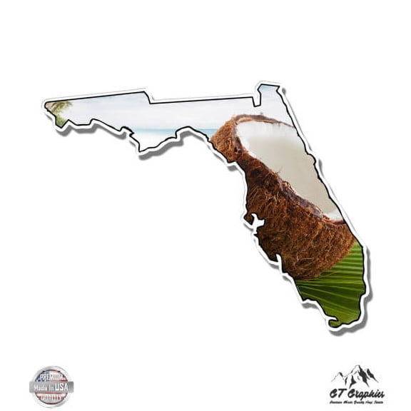 Florida Tropical Theme Coconut Beach Vacation - 12" Vinyl Sticker Waterproof Decal