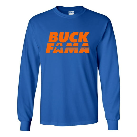 Florida Tshirt Football Team Color Blue and Orange Florida Buck Fama Funny Gator Mens Long Sleeve T-shirt Graphic Tee-Royal Blue-4xl