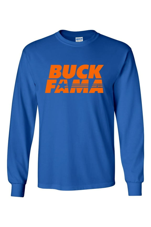 Florida Tshirt Football Team Color Blue and Orange Florida Buck Fama Funny Gator Mens Long Sleeve T-shirt Graphic Tee-Royal Blue-medium