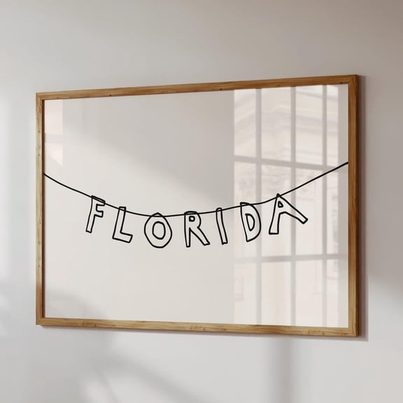 Florida Typography Print: Letter Banner Art, Horizontal, Unframed Canvas 8x10in