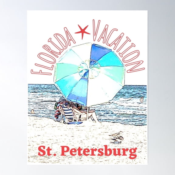 Florida Vacation St. Petersburg Poster Wall Art, Modern Wall Decor, 12x18 UNFRAMED