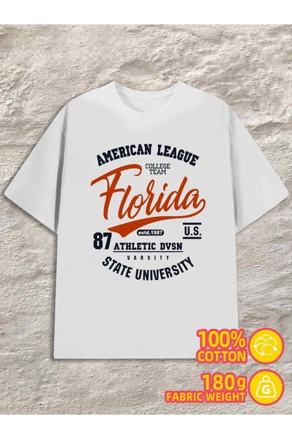 Florida Varsity Tee men's white Basic Unisex Shirt Graphic Tee tshirts Original Unisex Shirt Cotton tshirts Basic Unisex Shirt Graphic tshirts