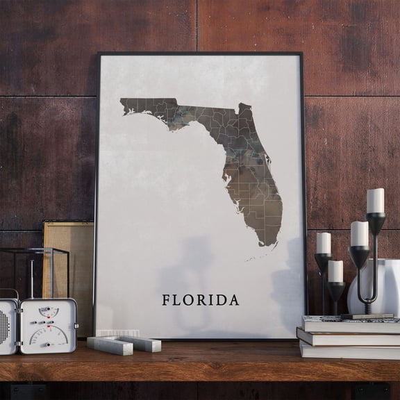 Florida Vintage Map State Travel Geography Wall Art Poster Decor