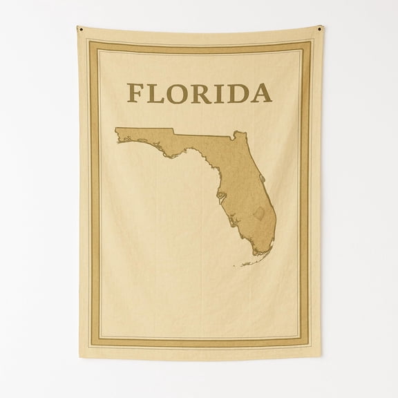 Florida Wall Tapestry for Bedroom by DC | Ancient USA State Map Tapestry Wall Hanging & Aesthetic Decor for Dorm, Living Room, Picnic & Home | 30"x40"