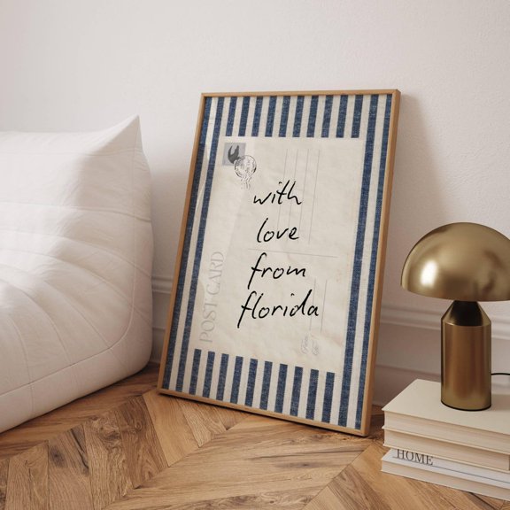Florida With Love Wall Art Print Blue Coastal Decor