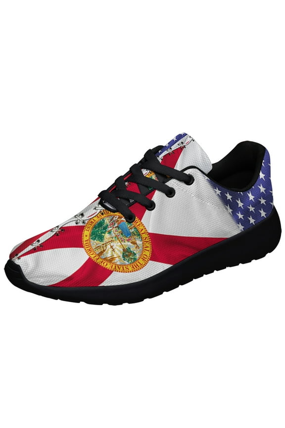 Florida and American flag Shoes Sneakers for Women Men Black Size 11.5