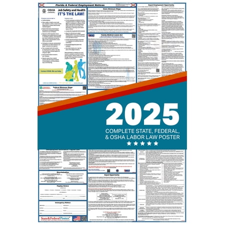 Florida and Federal Labor Law Poster 2025 , All In One | English-Paper