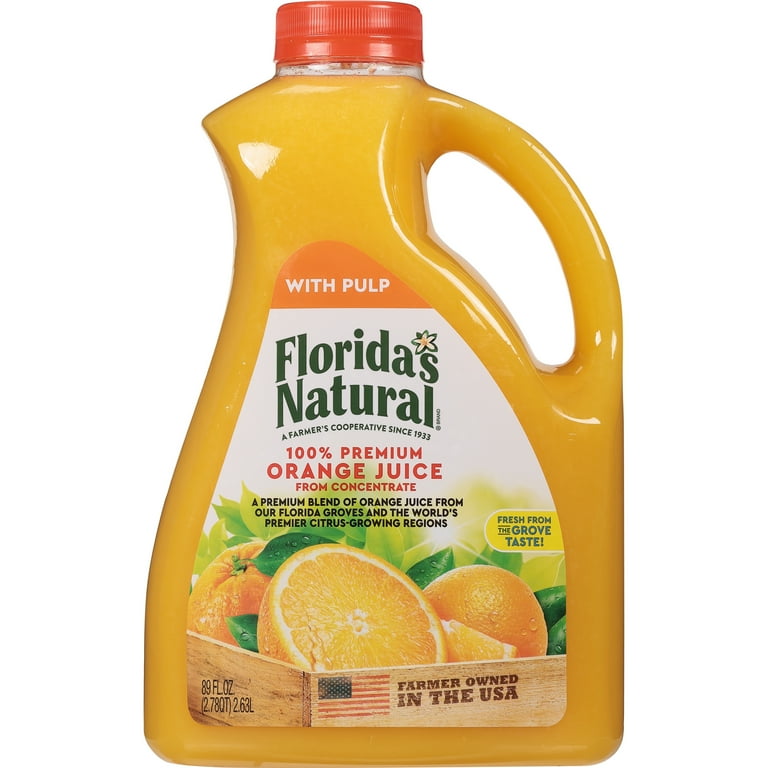 Florida's Natural Orange Juice with Pulp 89 oz, 100% Juice, Fresh