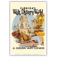 thumbnail image 1 of Florida’s Walt Disney World - First Year of Operation - Delta Air Lines - Vintage Airline Travel Poster by Daniel C. Sweeney c.1971 - Master Art Print (Unframed) 13in x 19in, 1 of 4