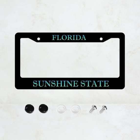 Florida sunshine state license plate frame,Black license plate frame, interesting license plate frame, license plate label, front and rear license plate covers, size 12x6 inch