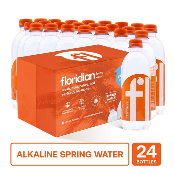 Floridian Spring Water, Alkaline 8.1 pH, Natural Mineral Spring Water, (16.9 fl oz bottles) 24-Pack Count