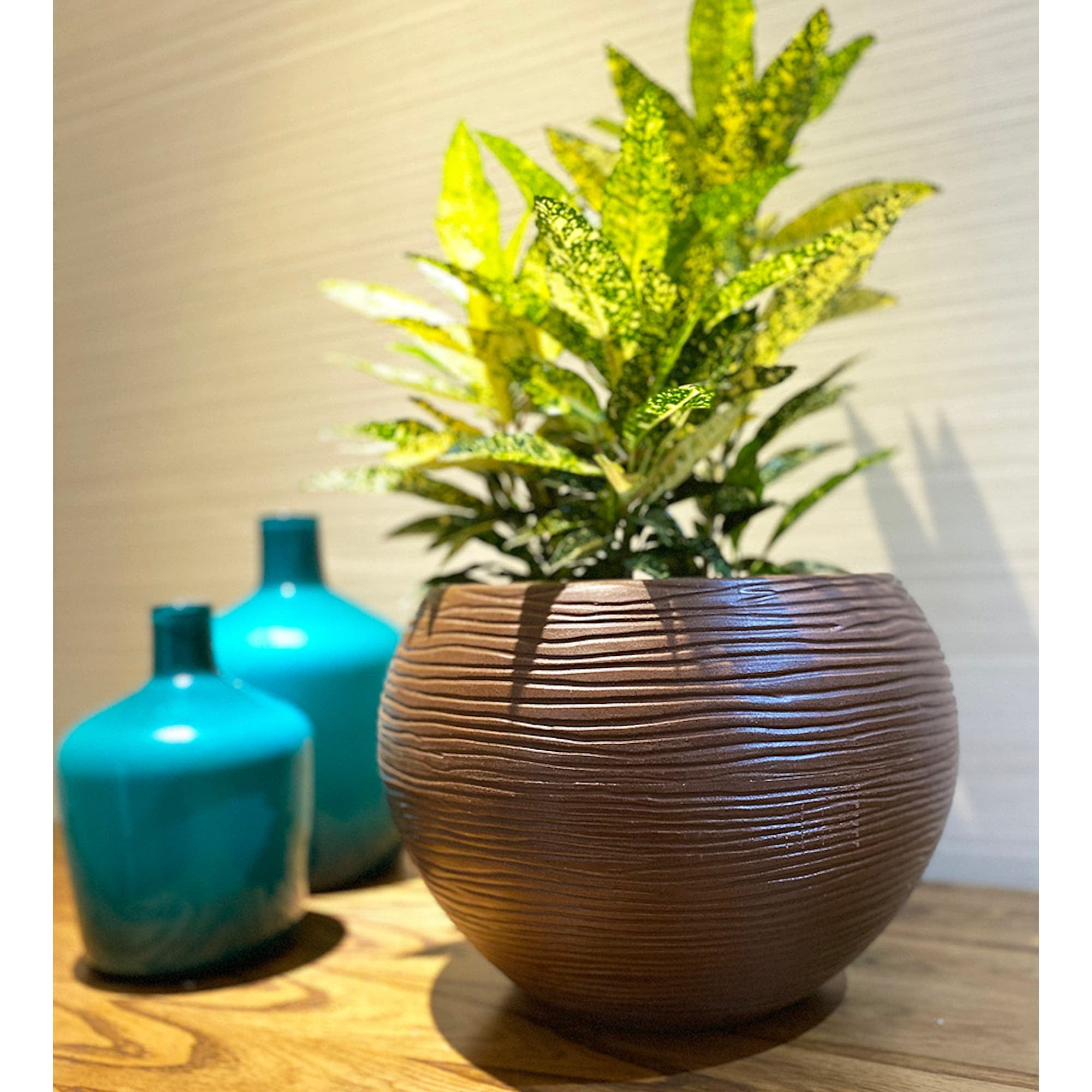 Florence Brown Stone Effect Resin Planter Bowl