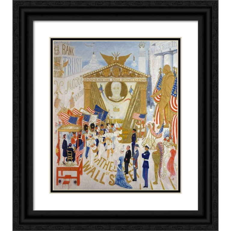 Florine Stettheimer 20x23 Black Ornate Framed Double Matted Museum Art  Print Titled: The Cathedrals of Wall Street (1939) 