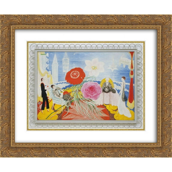 Florine Stettheimer 2x Matted 24x20 Gold Ornate Framed Art Print 'Family Portrait, II'