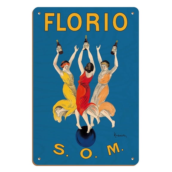 Florio Apétif Wines - S.O.M. (Superior Old Marsala) - Vintage Italian Advertising Poster by Leonetto Cappiello c.1911 - 8 x 12 inch Vintage Wood Art Sign