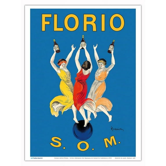 Florio Apétif Wines - S.O.M. (Superior Old Marsala) - Vintage Italian Advertising Poster by Leonetto Cappiello c.1911 - Master Art Print (Unframed) 9in x 12in