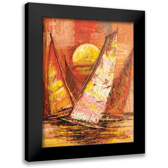 Florio, Luigi 12x14 Black Modern Framed Museum Art Print Titled - Regata al tramonto II