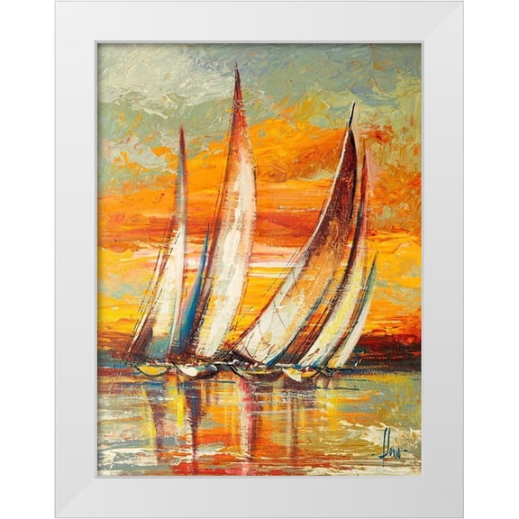 Florio, Luigi 12x14 White Modern Wood Framed Museum Art Print Titled - Regata al tramonto I