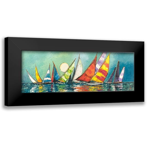 Florio, Luigi 14x7 Black Modern Framed Museum Art Print Titled - Regata al chiar di Luna I