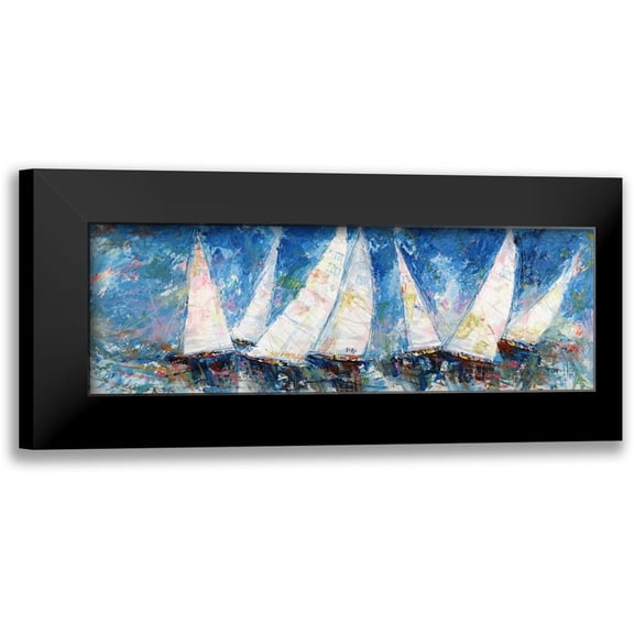 Florio, Luigi 14x7 Black Modern Framed Museum Art Print Titled - Regata verso sera