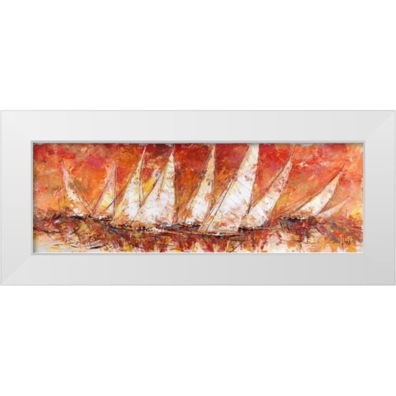 Florio, Luigi 14x7 White Modern Wood Framed Museum Art Print Titled - Regata al tramonto