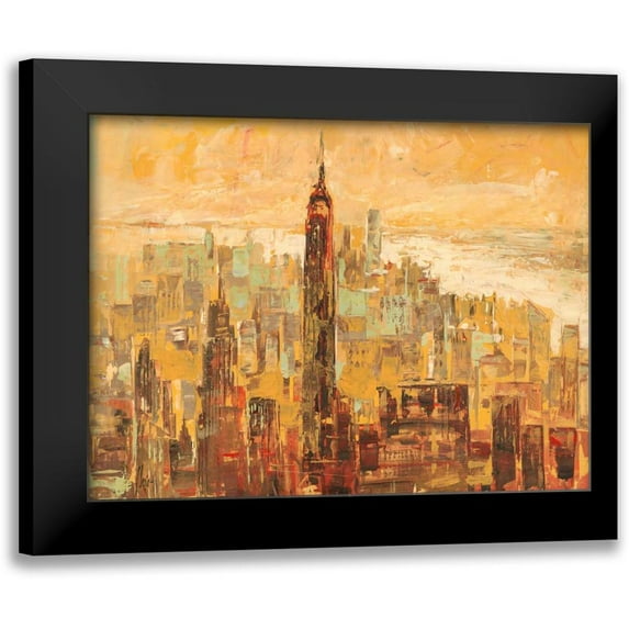 Florio, Luigi 18x15 Black Modern Framed Museum Art Print Titled - Tramonto su Manhattan