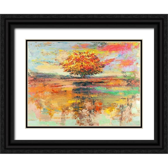 Florio, Luigi 18x15 Black Ornate Wood Framed with Double Matting Museum Art Print Titled - Albero destate