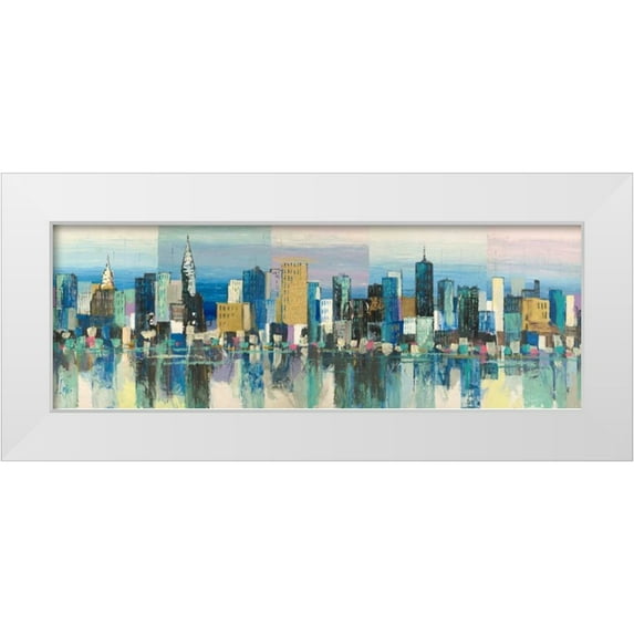Florio, Luigi 18x9 White Modern Wood Framed Museum Art Print Titled - Manhattan Aqua
