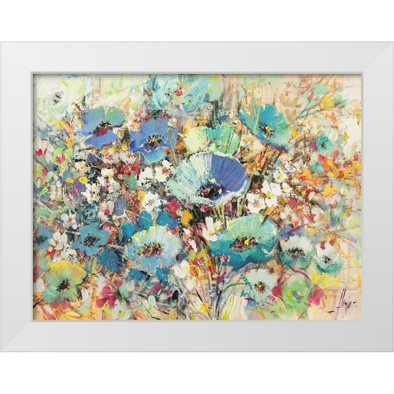 Florio, Luigi 24x19 White Modern Wood Framed Museum Art Print Titled - Campo di fiori in Primavera