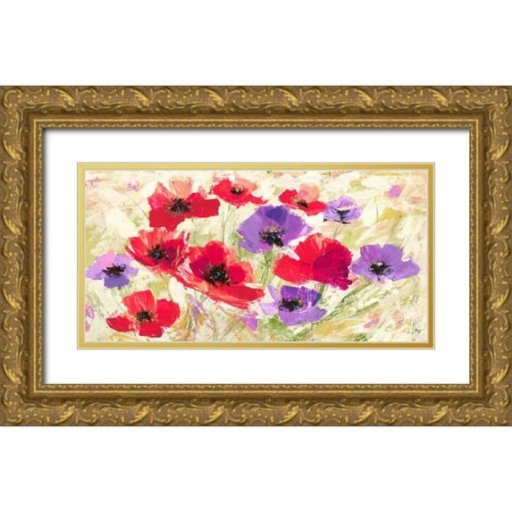 Florio, Luigi 32x18 Gold Ornate Wood Framed with Double Matting Museum Art Print Titled - Campo in Primavera