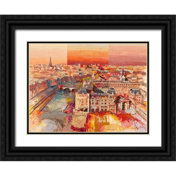 Florio, Luigi 32x25 Black Ornate Wood Framed with Double Matting Museum Art Print Titled - Sognando Parigi