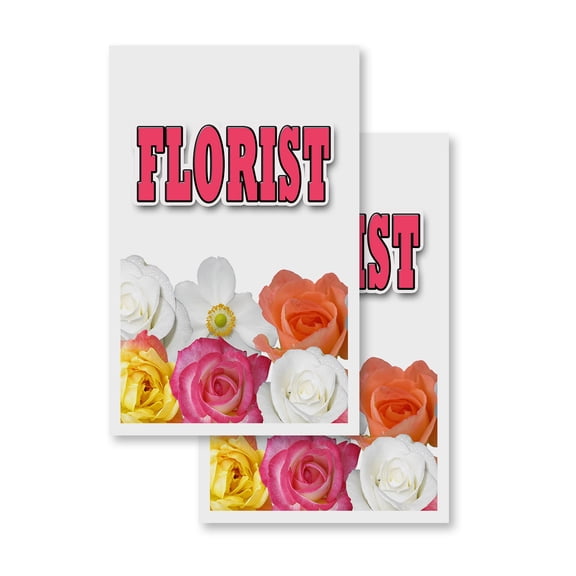 Florist (2-PACK) 24" x 36" Vinyl Decals | Sign Insert Peel & Stick Decals Stickers Window Signs