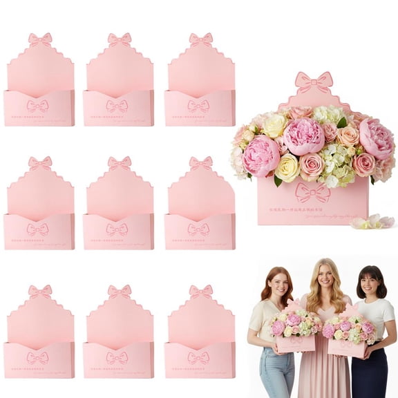 Florist Bouquet Envelope Boxes, 10 Packs Valentine Envelope Boxes, Flower Arrangement Box Packaging Gift Paper Boxe-s for Wedding, Party, Birthday, Mother's Day