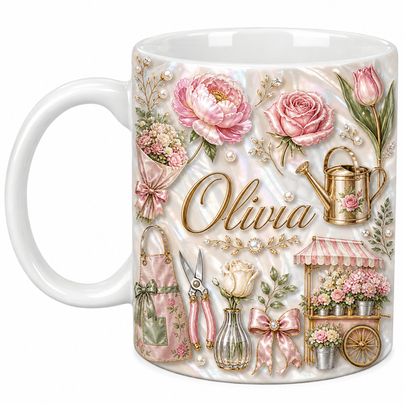 Florist Mug Personalized 3D Effect Floral Designer Gift for Flower Shop Owner