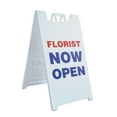 thumbnail image 1 of Florist Now Open 24" x 36" Double Sided A-Frame Sidewalk Sign Includes 2 Plastic Inserts Foldable Portable White Signicade Sandwich Board Grand Opening Floral Arrangements Retail, 1 of 6